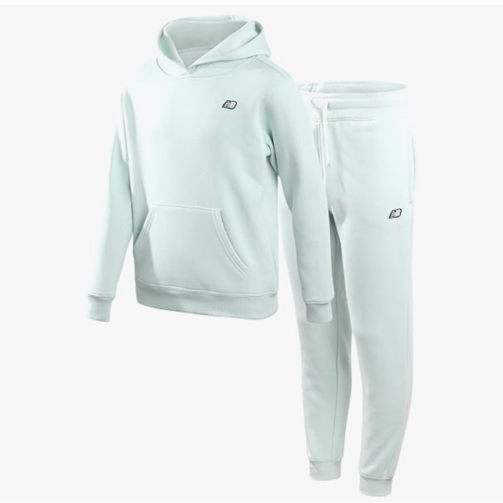NEW New Balance Girls’ Jogger Set Mint Hoodie Sweatshirt and Pants Size M 10/12